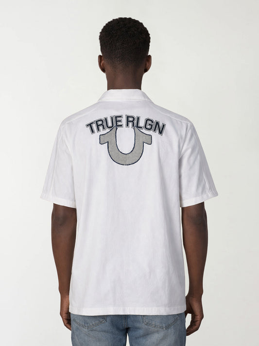 True Religion Men Cotton White Solid Shirt