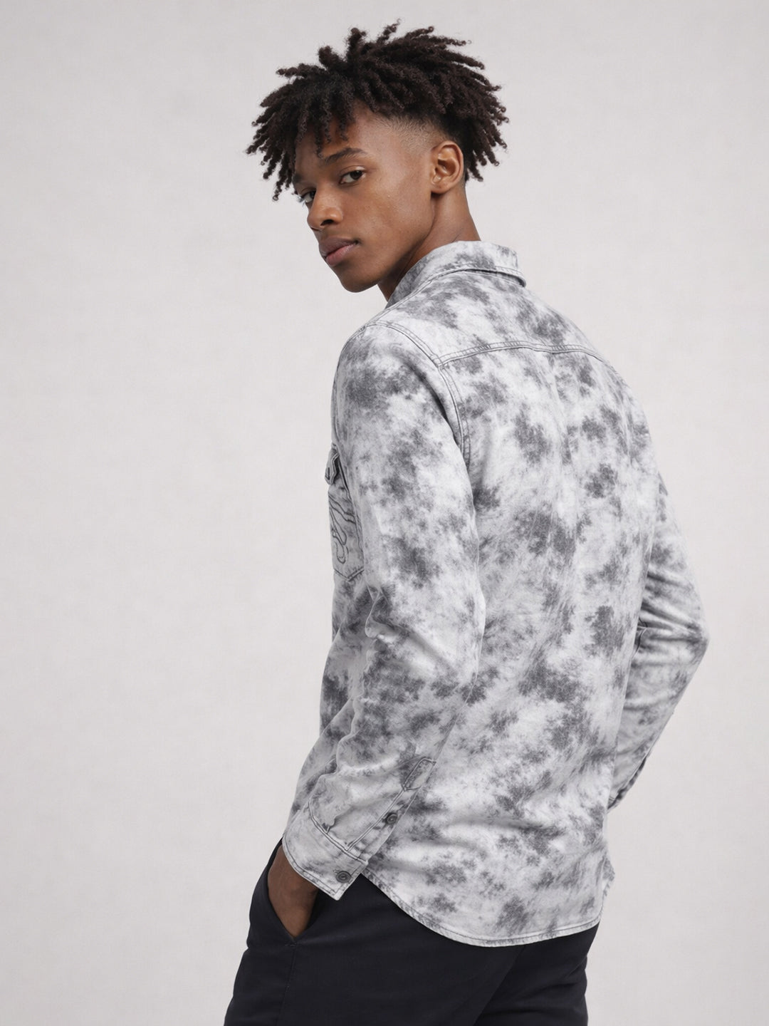 True Religion Men White Tie-Dye Regular Fit Shirt