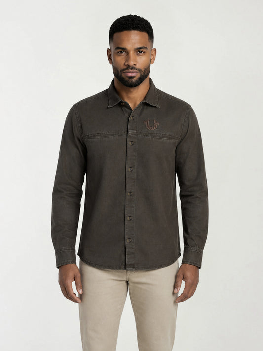 True Religion Men Green Cotton Shirt