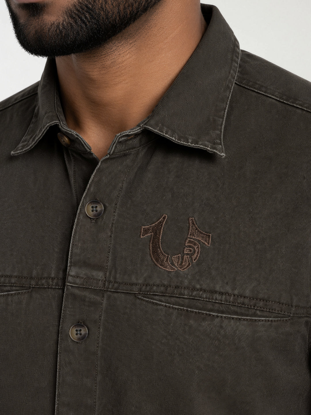 True Religion Men Green Cotton Shirt