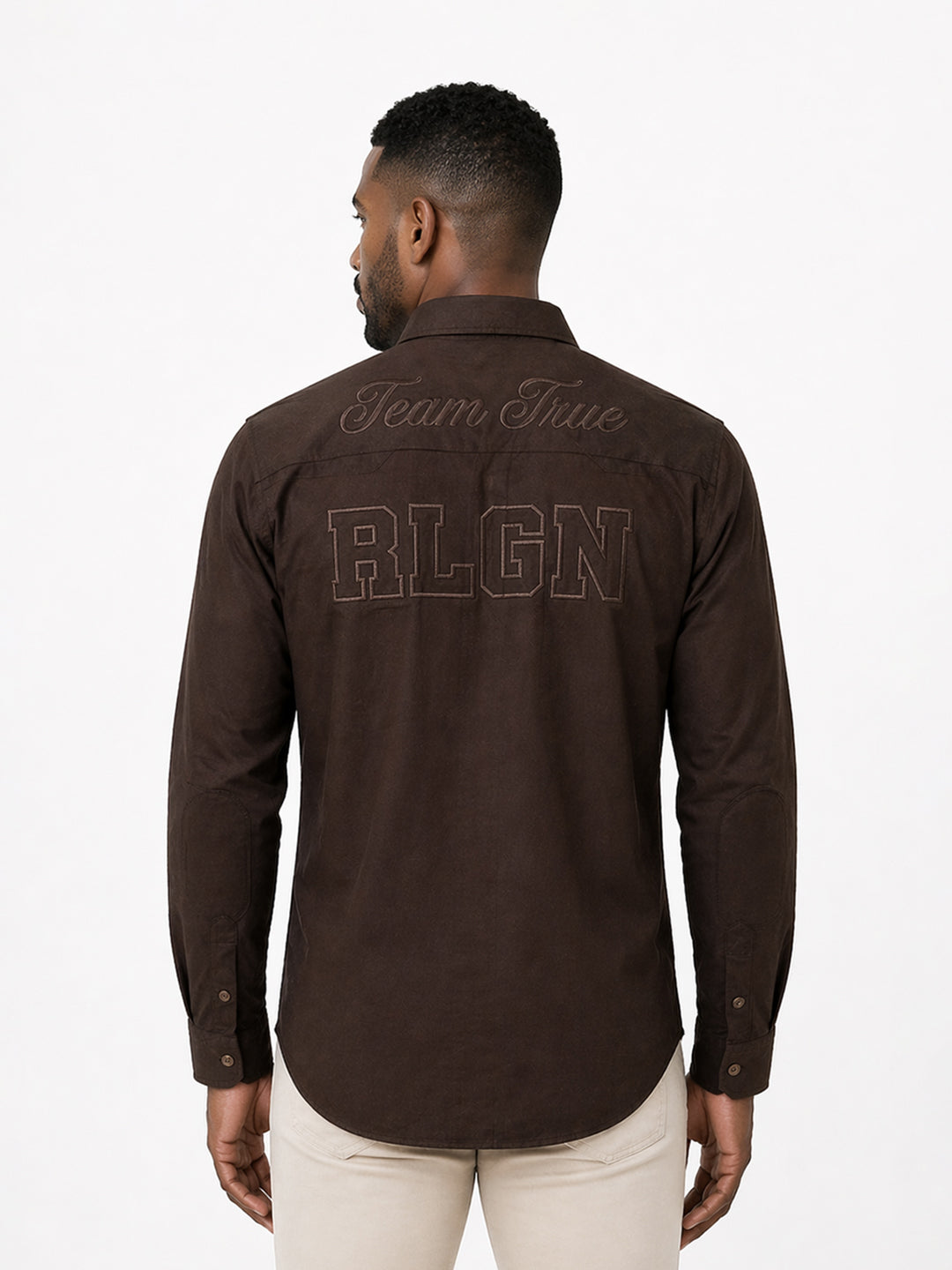 True Religion Brown Cotton Solid Men Shirt