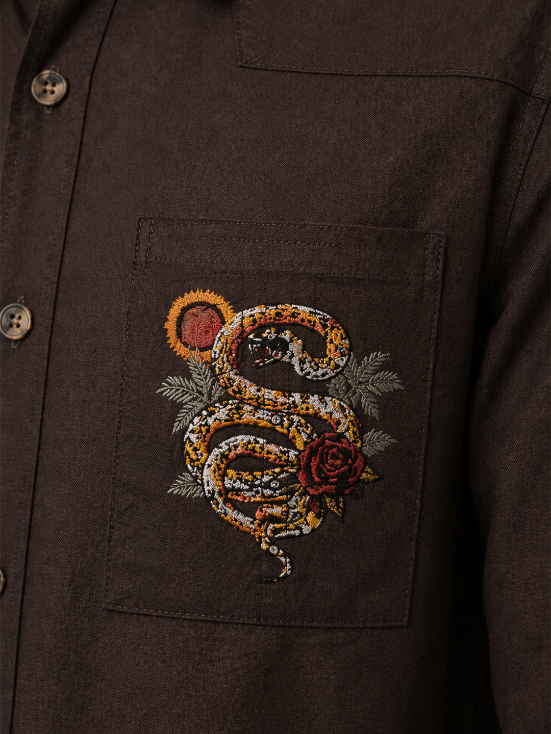 True Religion Brown Cotton Solid Men Shirt