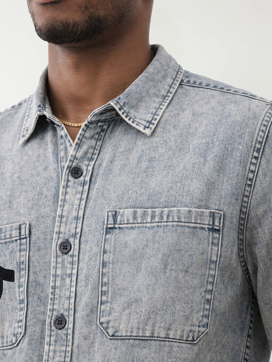 True Religion Men Grey Solid Shirt