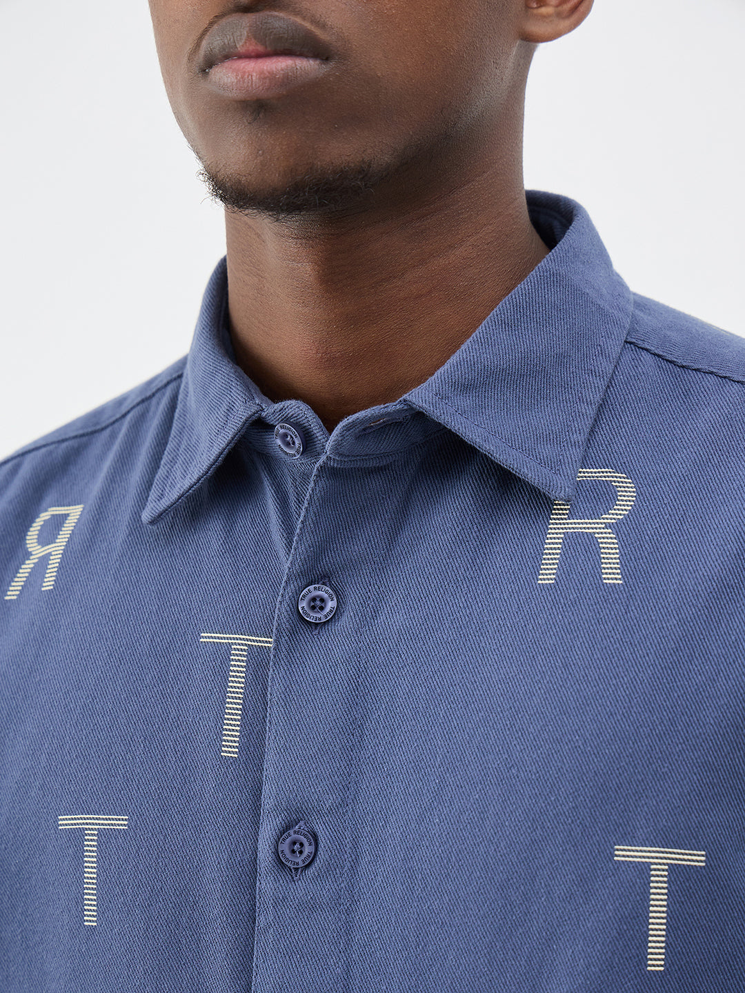 True Religion Men Printed Blue Shirt