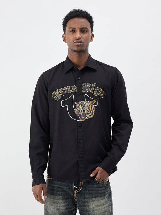 True Religion Men Embroidered Black Shirt