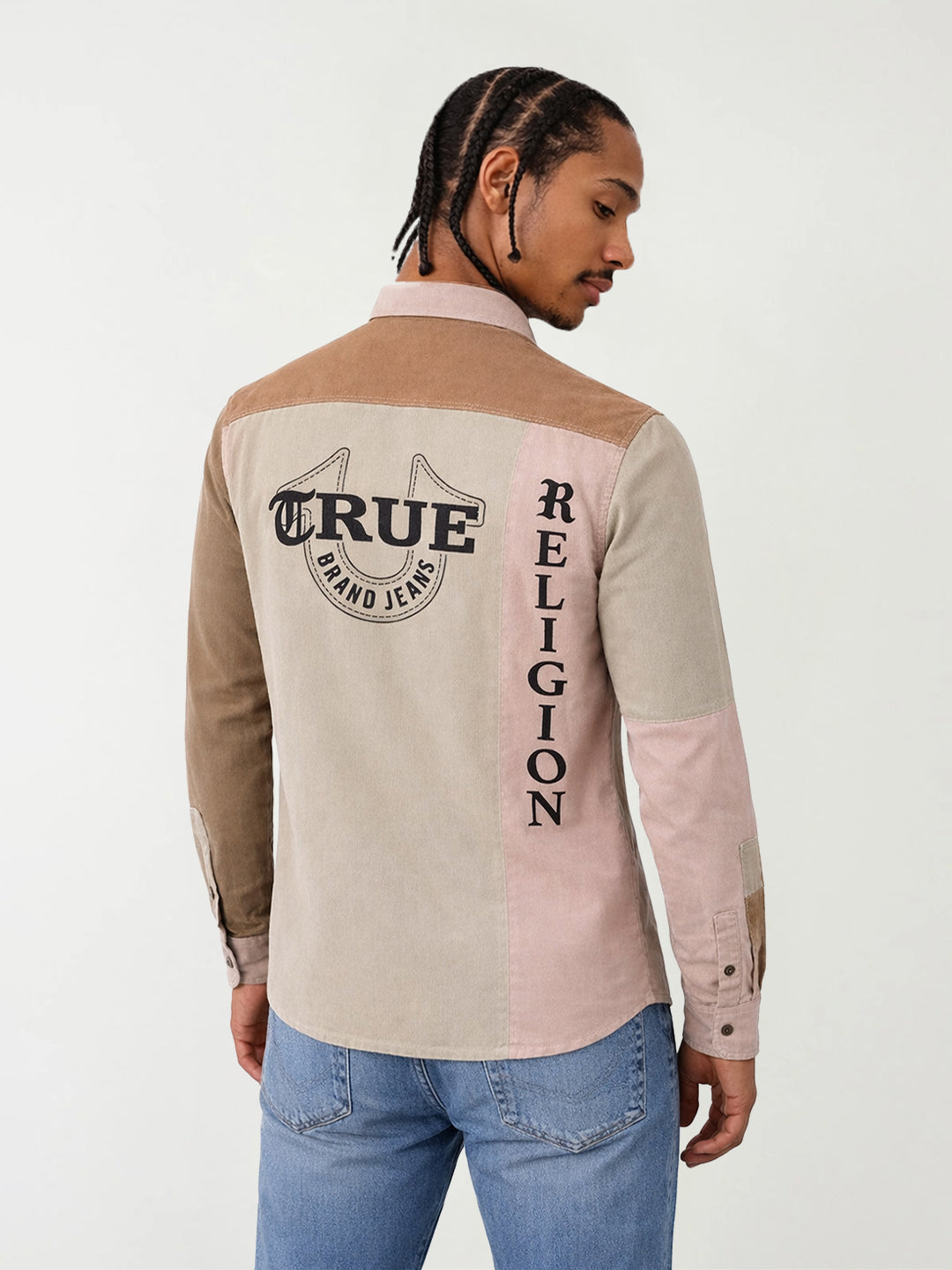 True Religion Men Beige Solid Shirt