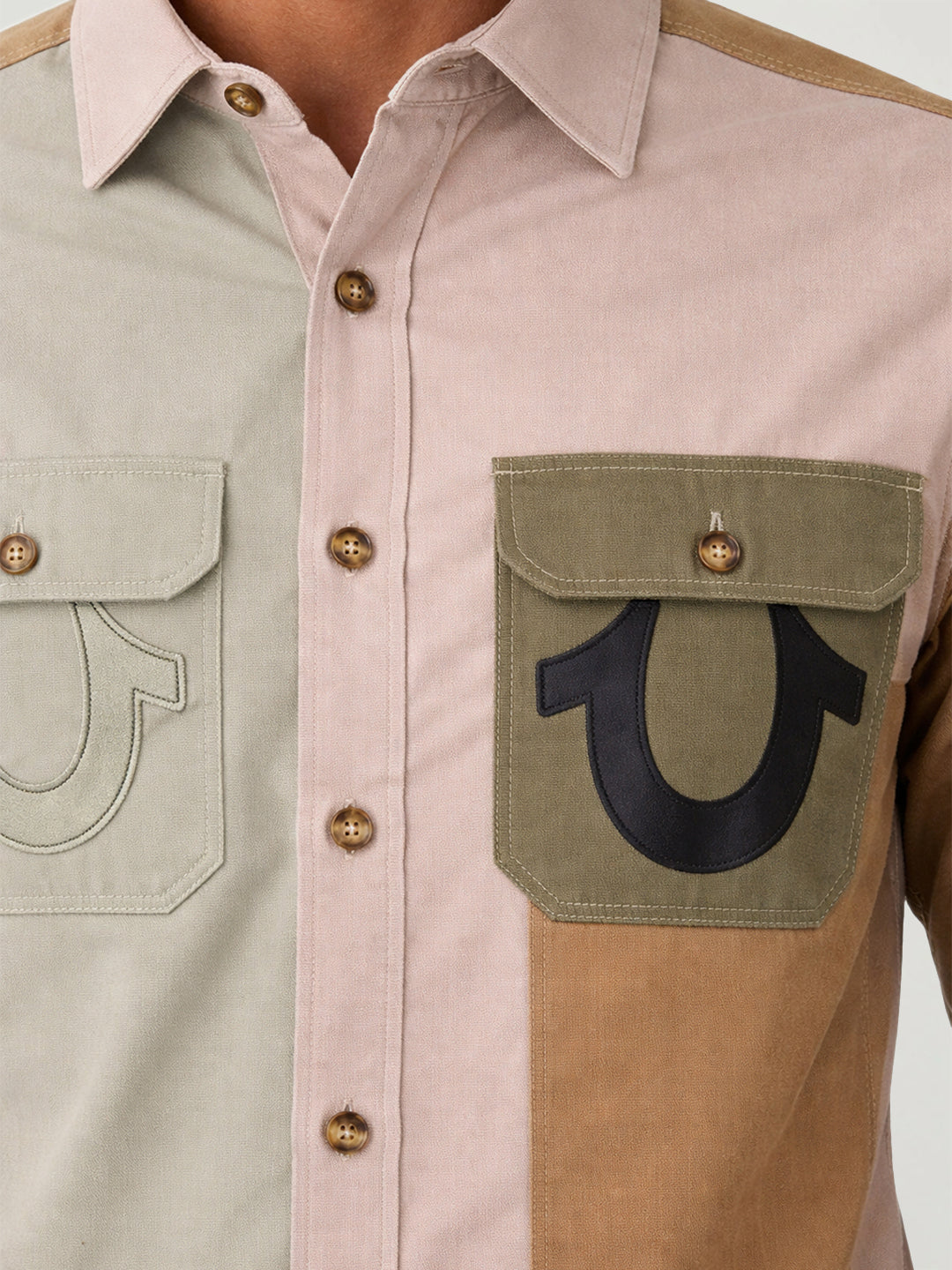 True Religion Men Beige Solid Shirt
