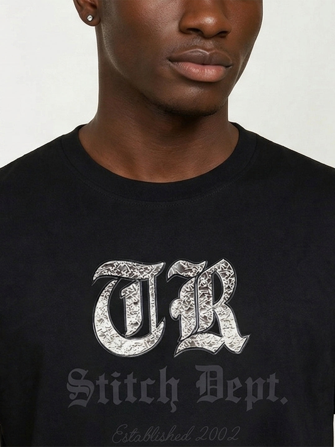True Religion Men Black Embroidered T-Shirt