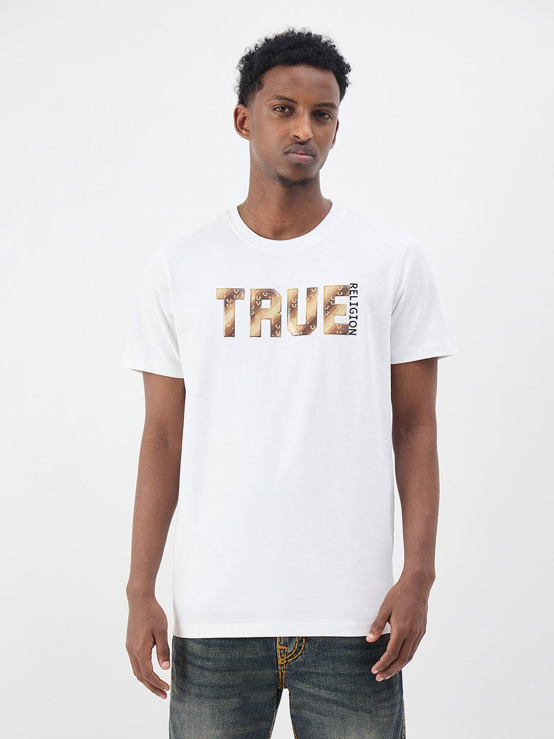 True Religion Men Solid White T-Shirt
