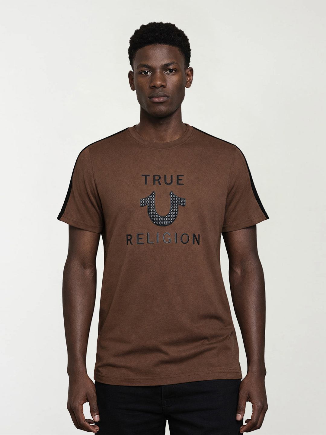 True Religion Men Brown Printed Regular Fit T-Shirt