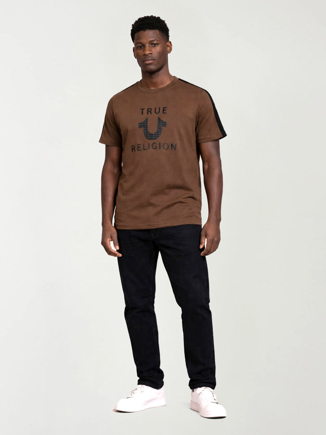 True Religion Men Brown Embroidered T-Shirt