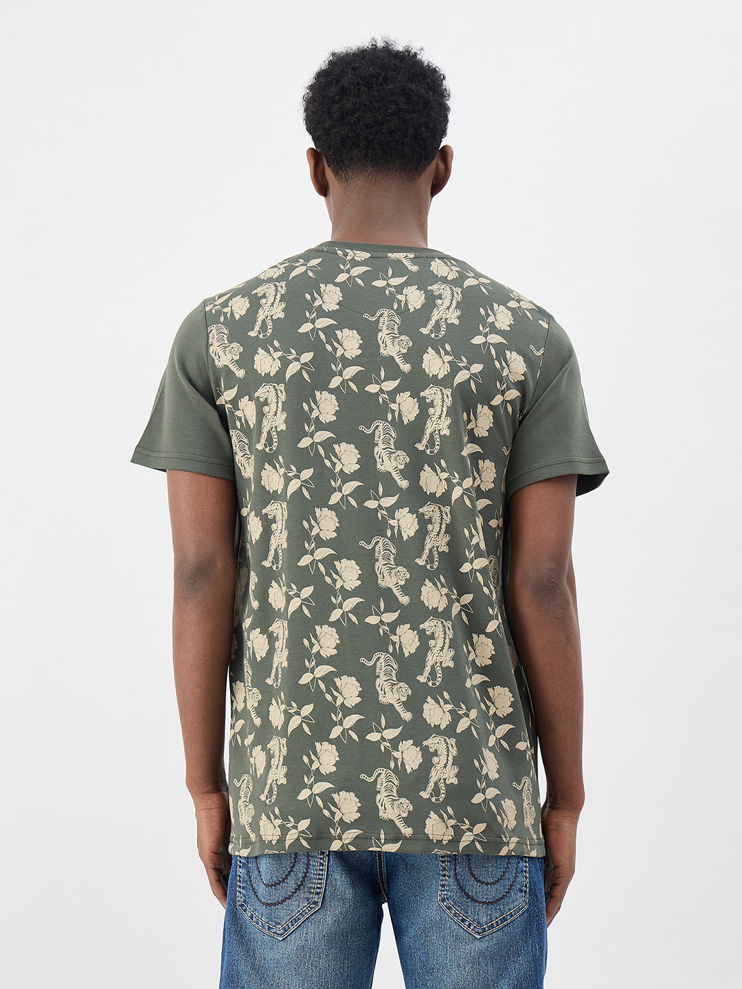 True Religion Men Printed Green T-Shirt