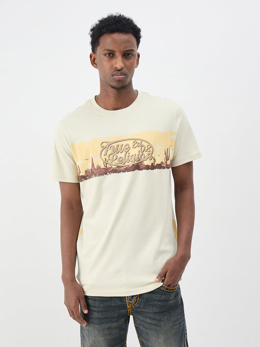 True Religion Men Printed Beige T-Shirt