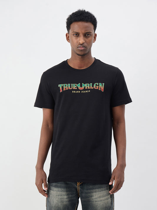 True Religion Men Solid Black T-Shirt