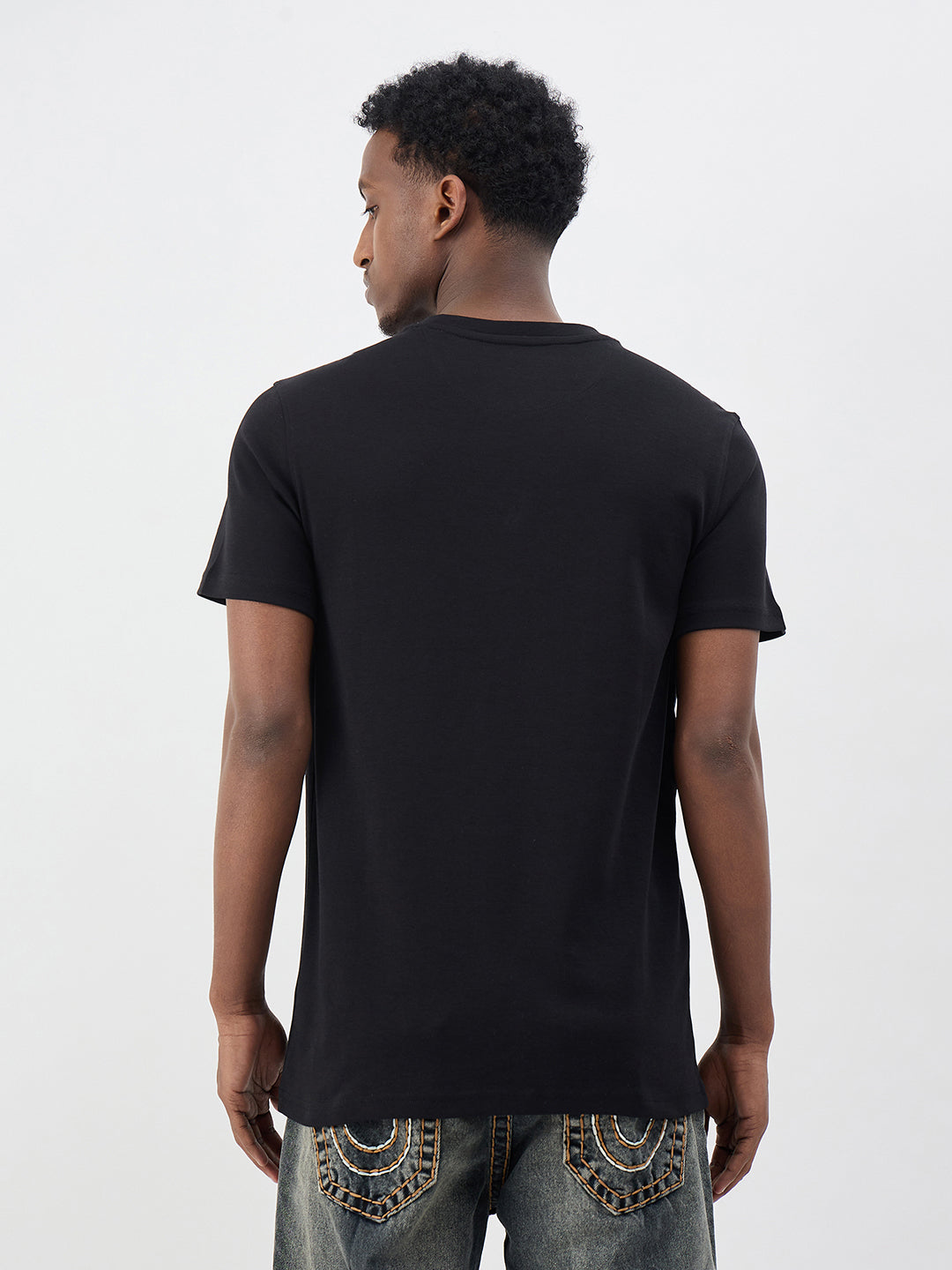 True Religion Men Solid Black T-Shirt