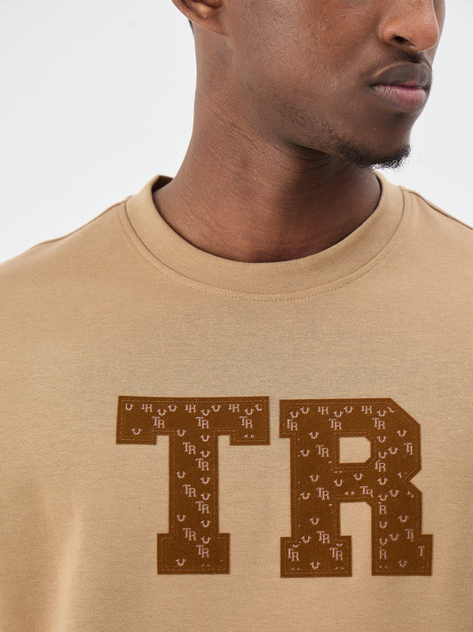 True Religion Men Printed Khaki T-Shirt