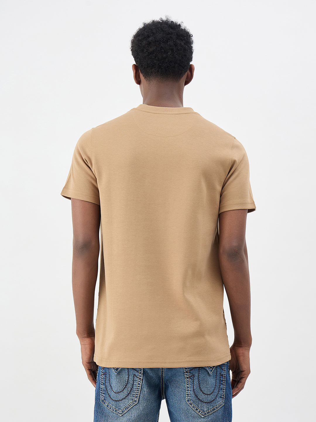 True Religion Men Printed Khaki T-Shirt