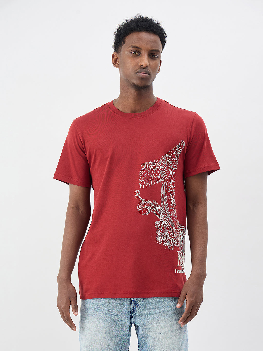 True Religion Men Printed Red T-Shirt