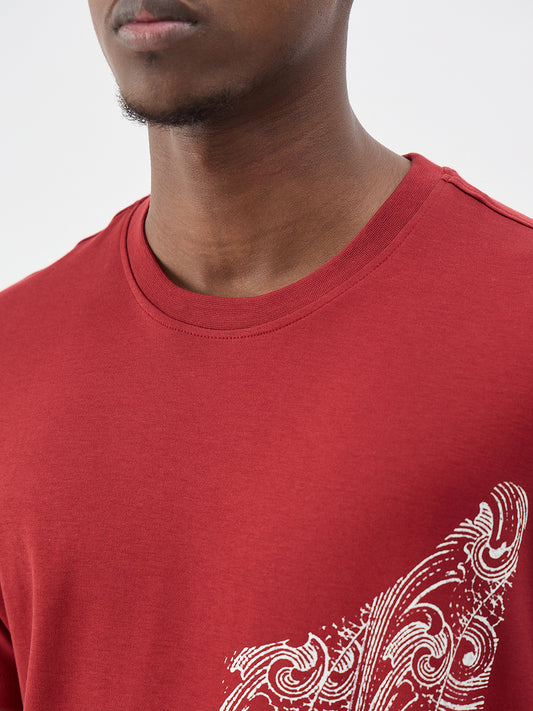 True Religion Men Printed Red T-Shirt