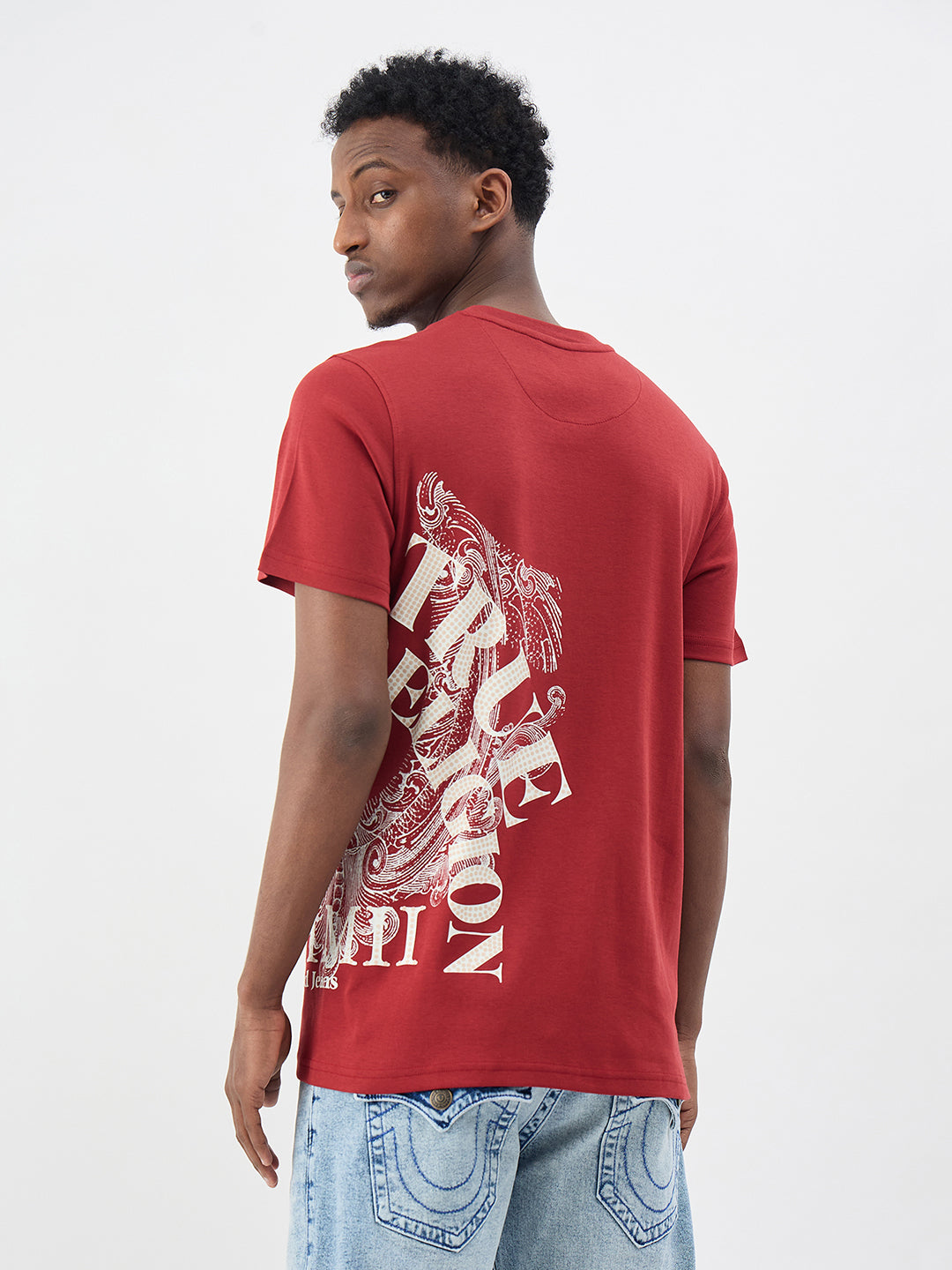 True Religion Men Printed Red T-Shirt