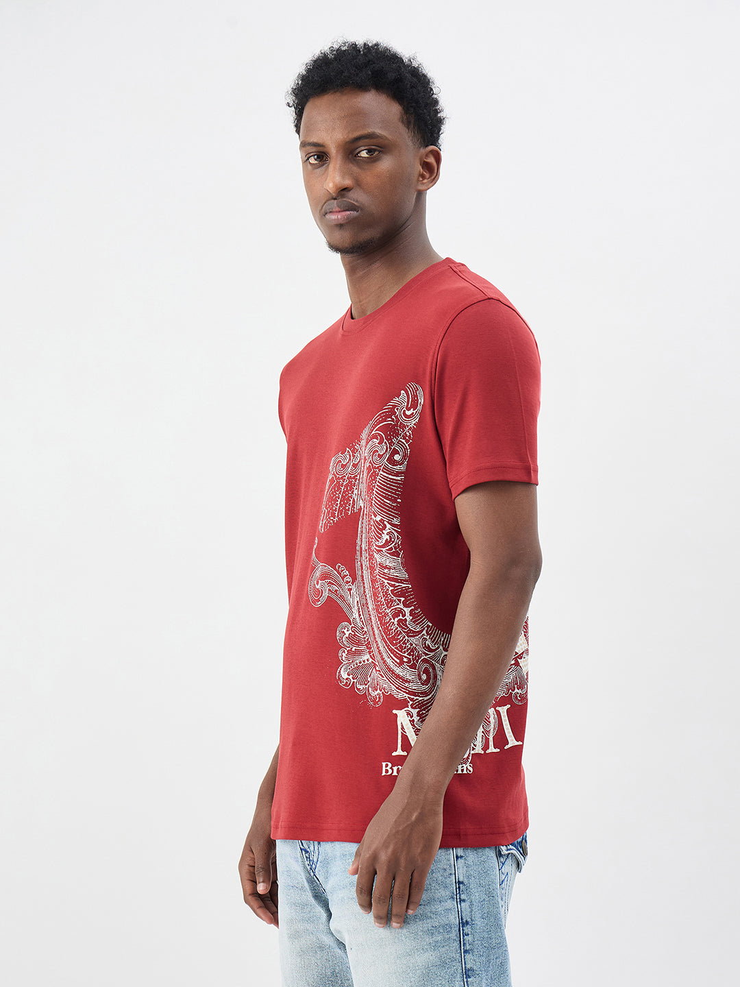 True Religion Men Printed Red T-Shirt