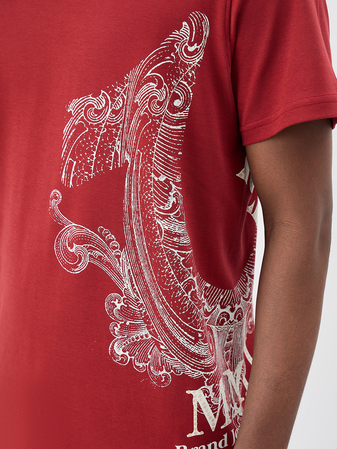 True Religion Men Printed Red T-Shirt