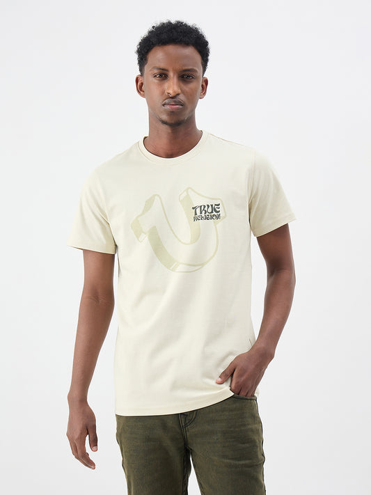 True Religion Men Solid Cream T-Shirt