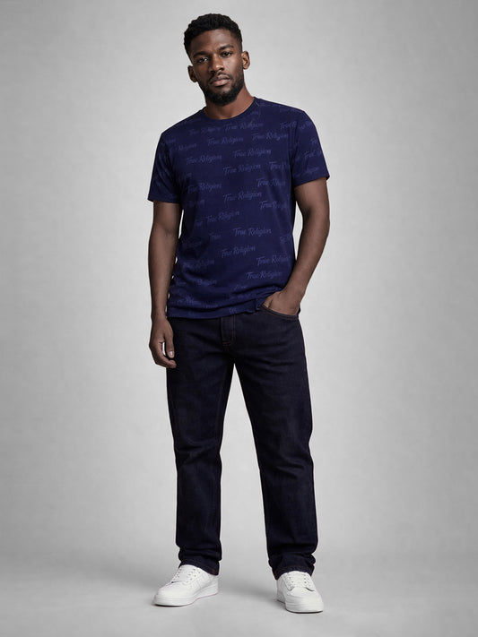 True Religion Men Blue Printed T-Shirt