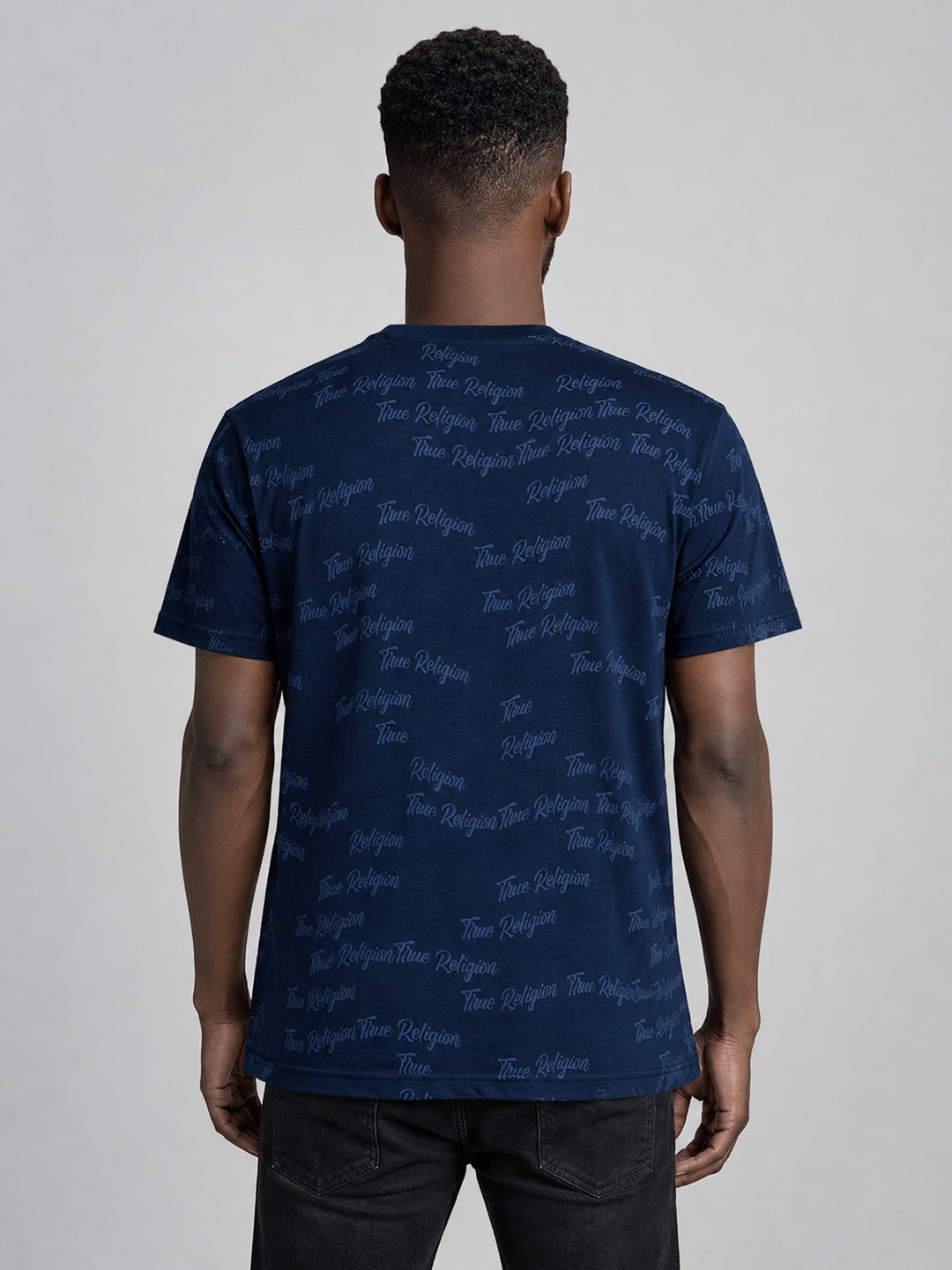 True Religion Men Blue Printed T-Shirt