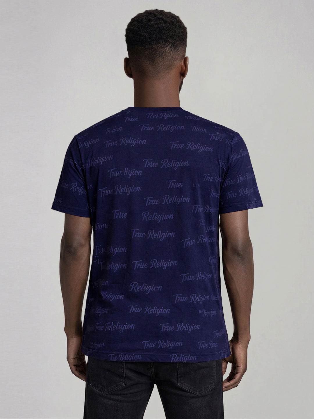 True Religion Men Blue Printed T-Shirt