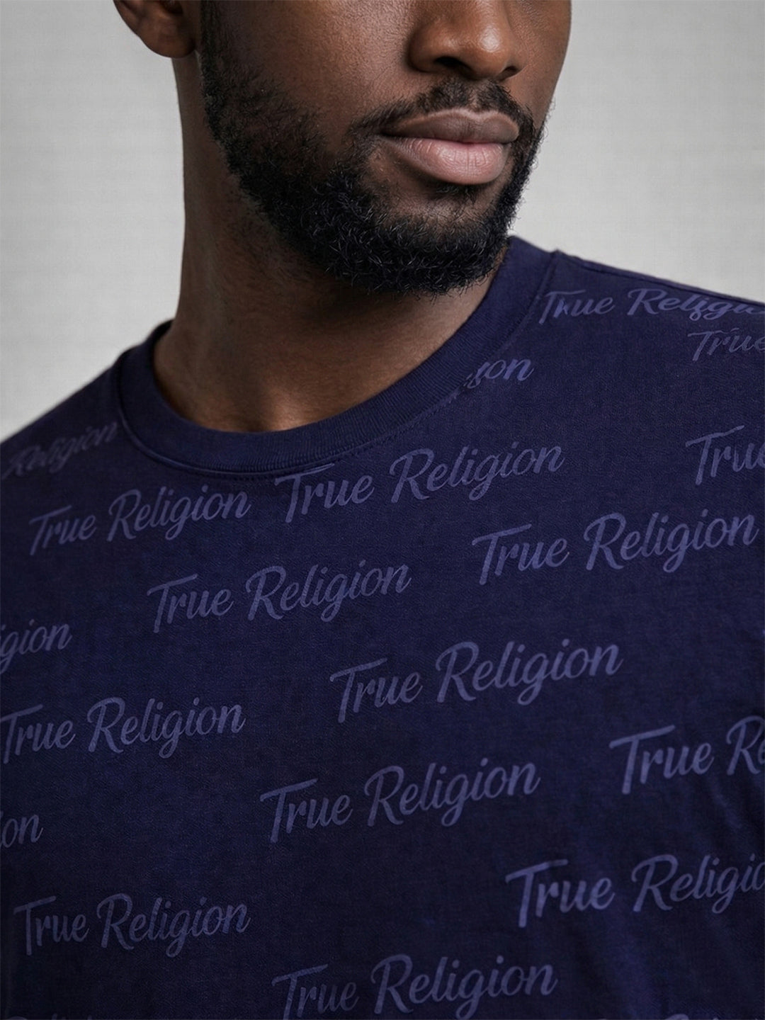 True Religion Men Blue Printed T-Shirt