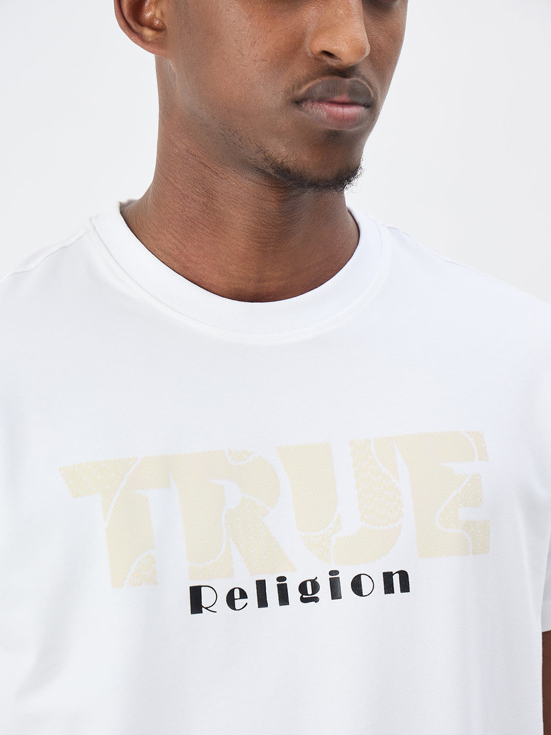 True Religion Men Solid White T-Shirt