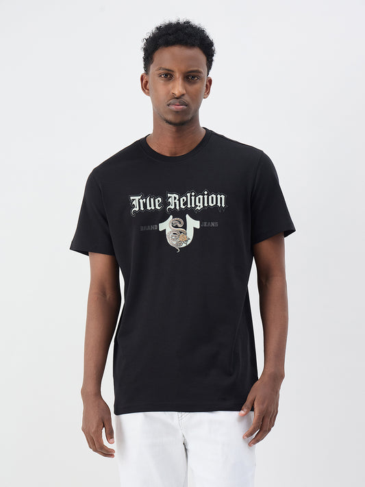 True Religion Men Solid Black T-Shirt
