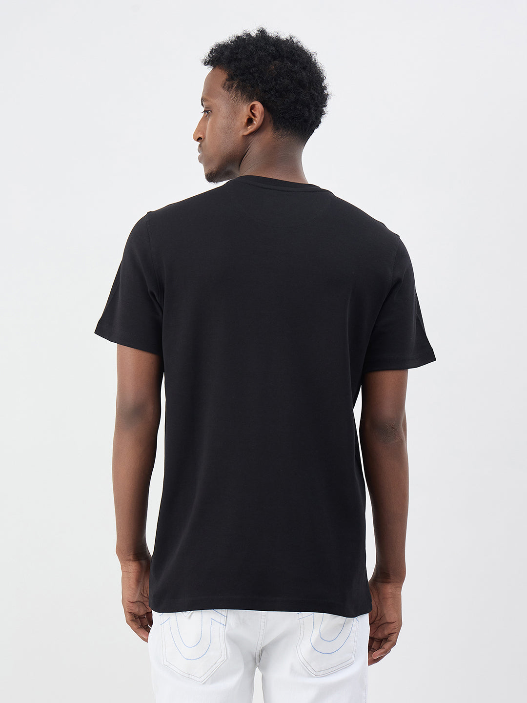 True Religion Men Solid Black T-Shirt