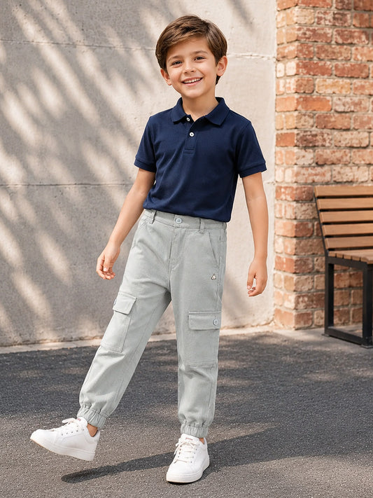 Blue Giraffe Boys Green Solid Regular Fit Jogger