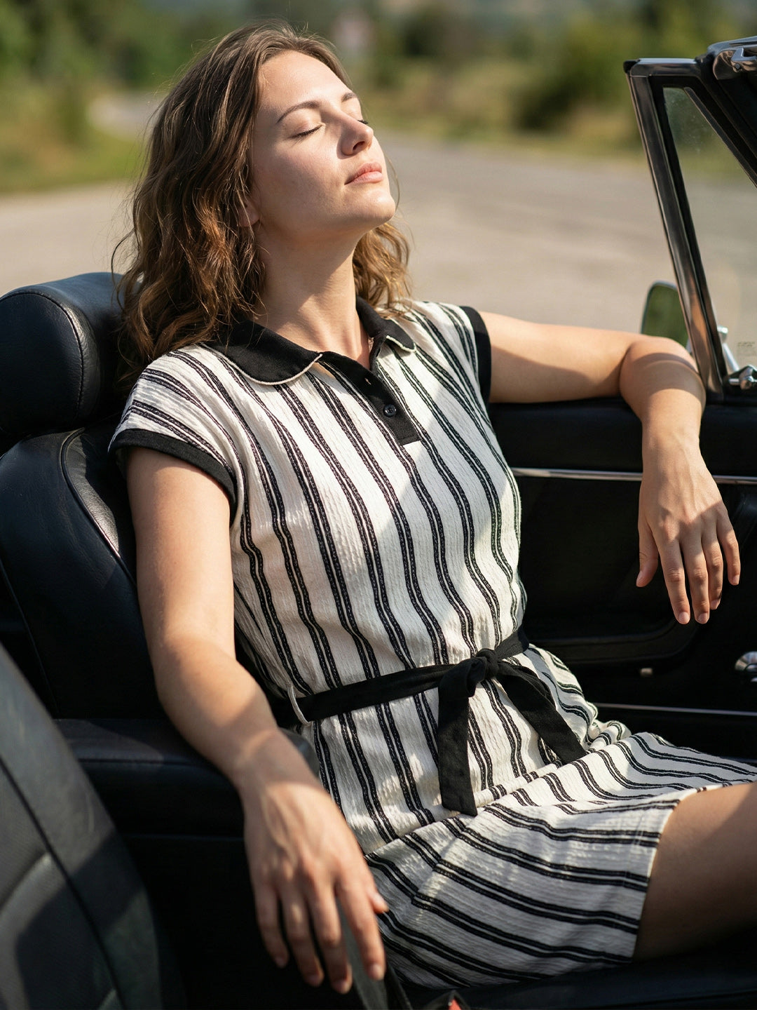 Iconic White Striped Stretchable Regular Fit Dress