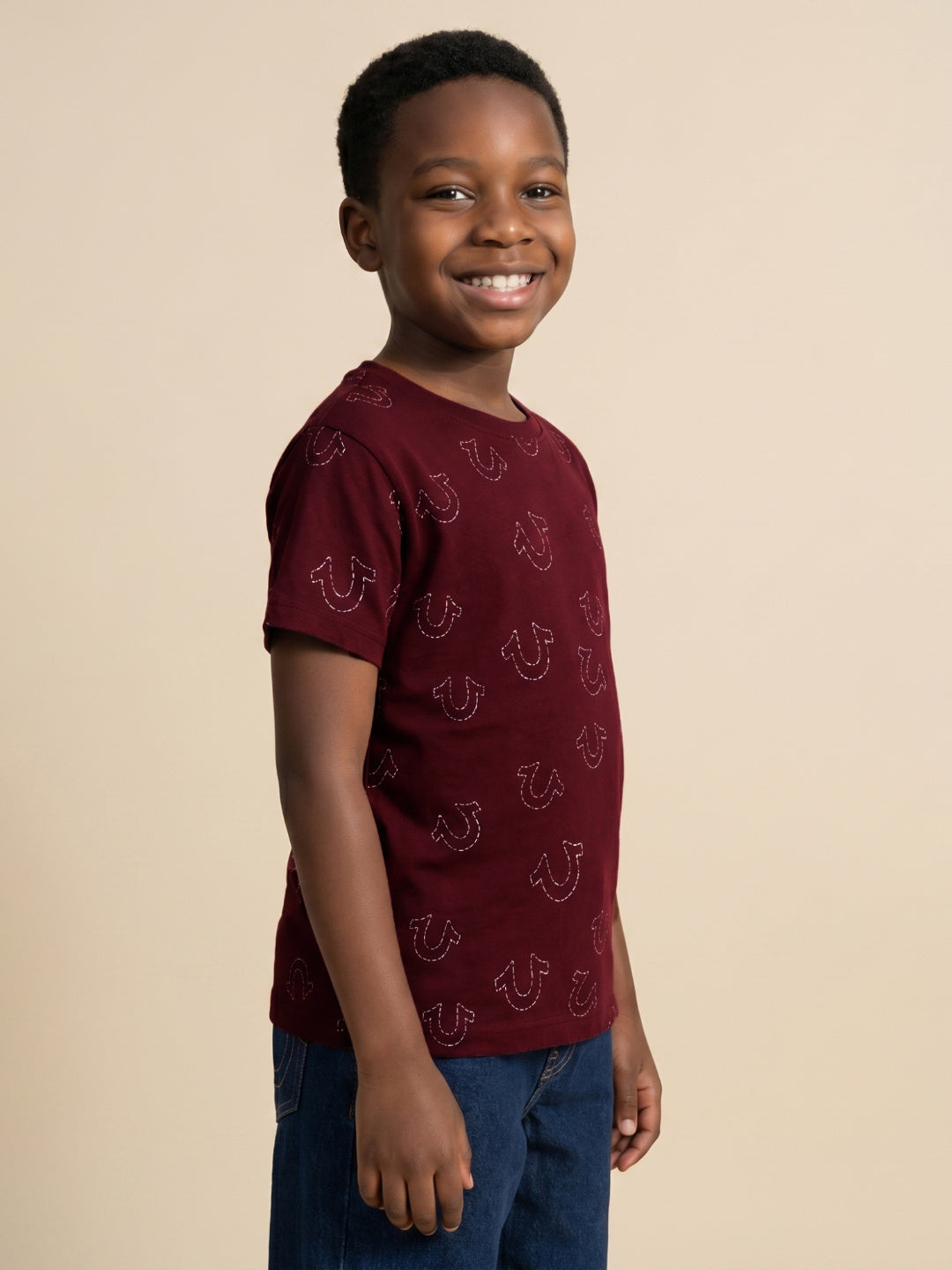 True Religion Boys Red Aop Cotton T-Shirt