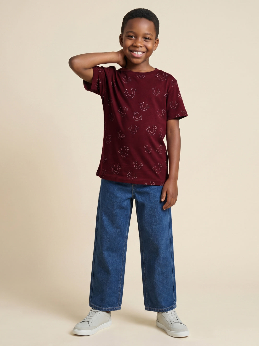 True Religion Boys Red Aop Cotton T-Shirt