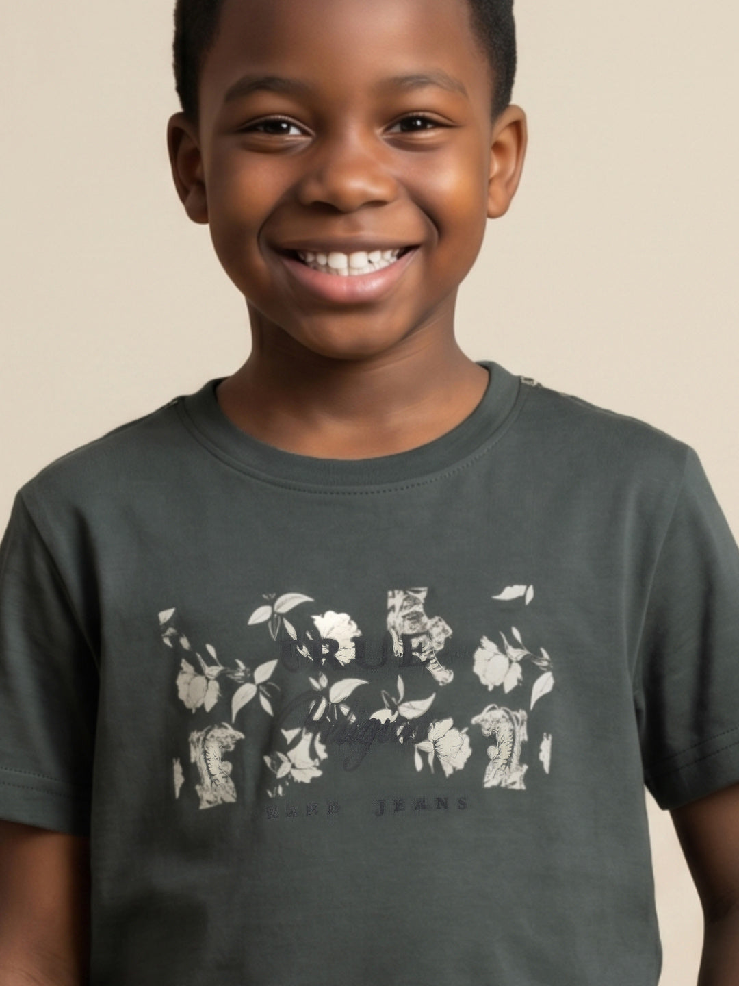 True Religion Boys Green Aop Cotton T-Shirt