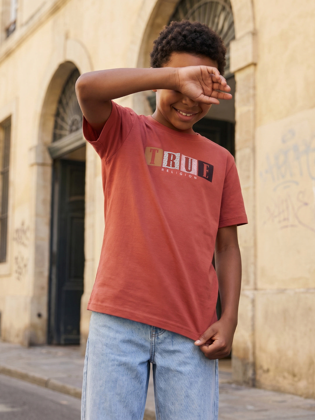 True Religion Boys Red Cotton T-Shirt