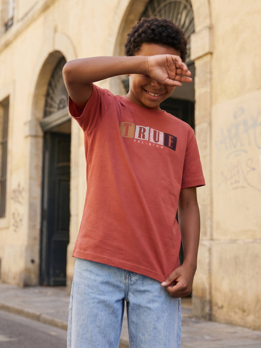 True Religion Boys Red Cotton T-Shirt