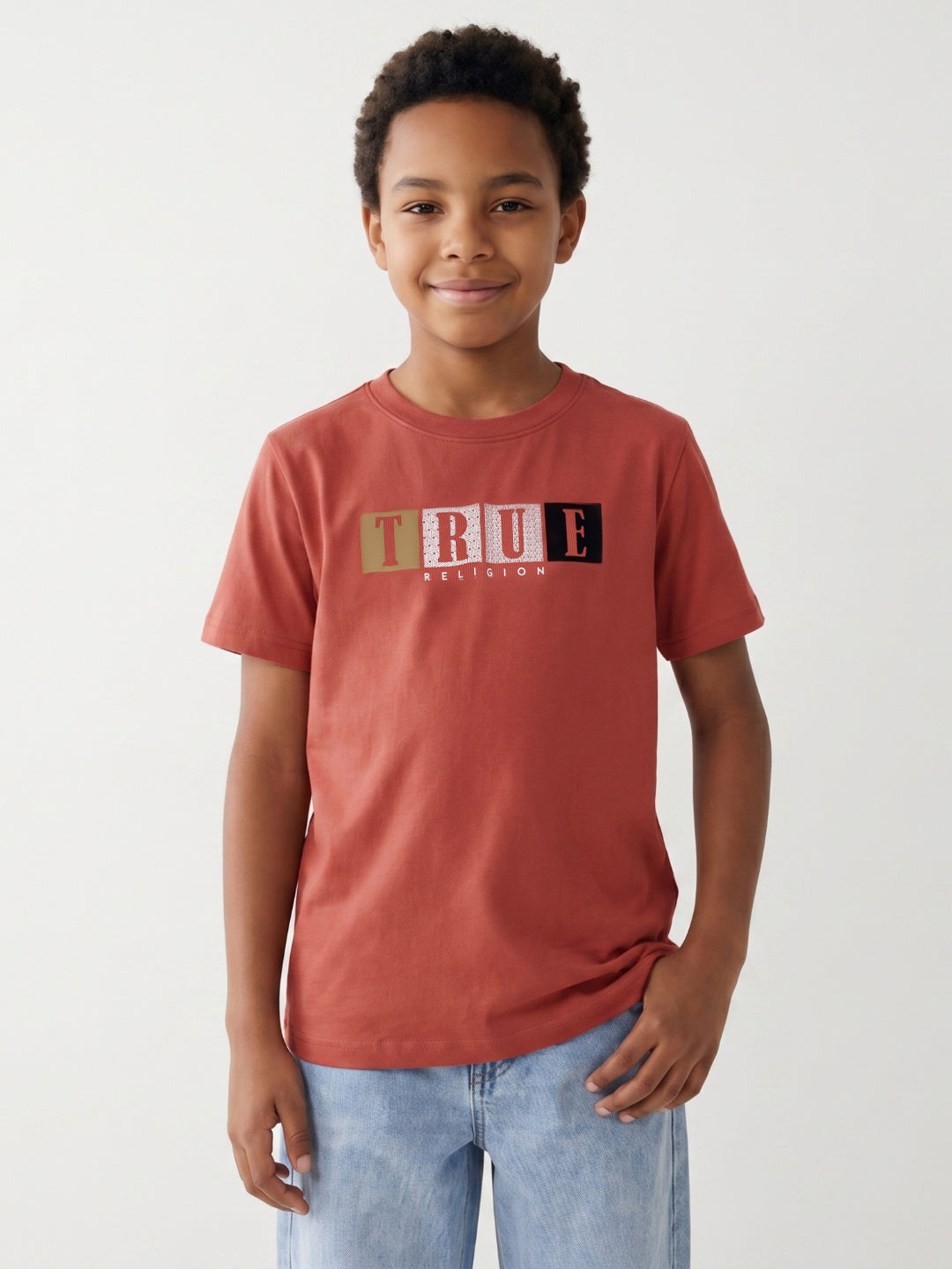 True Religion Boys Red Solid Regular Fit T-Shirt