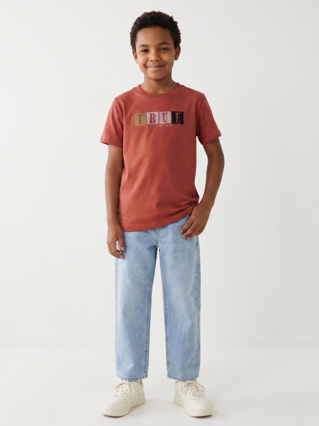 True Religion Boys Red Solid Regular Fit T-Shirt