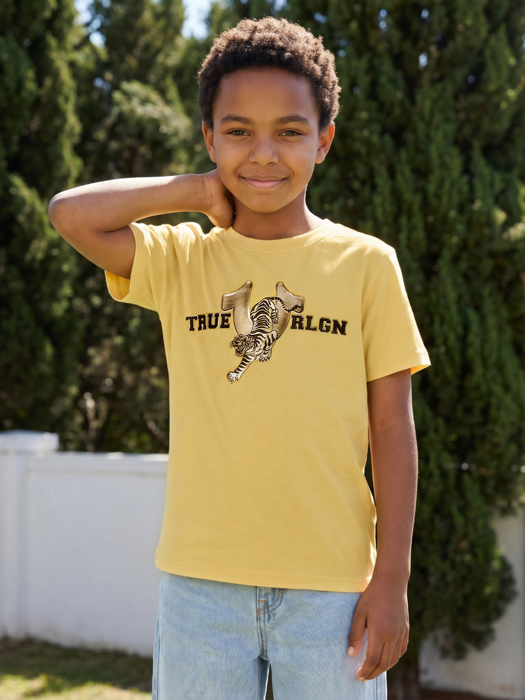 True Religion Boys Yellow Cotton T-Shirt