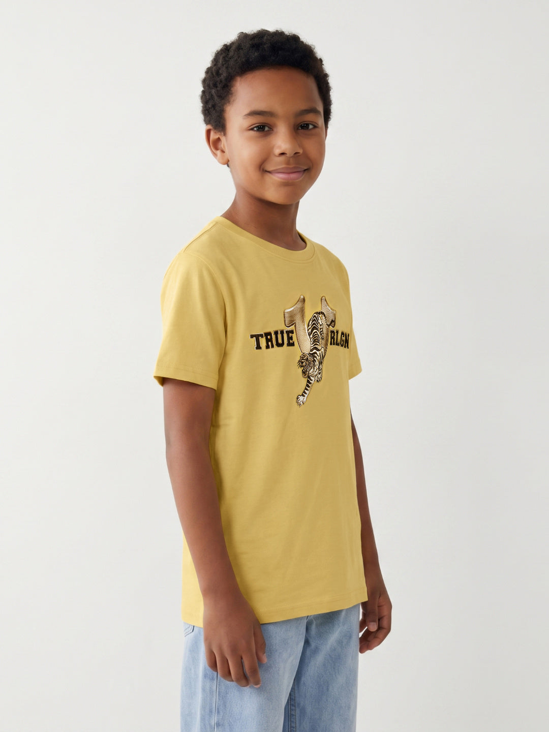True Religion Boys Yellow Cotton T-Shirt