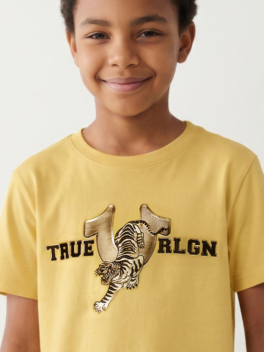 True Religion Boys Yellow Cotton T-Shirt