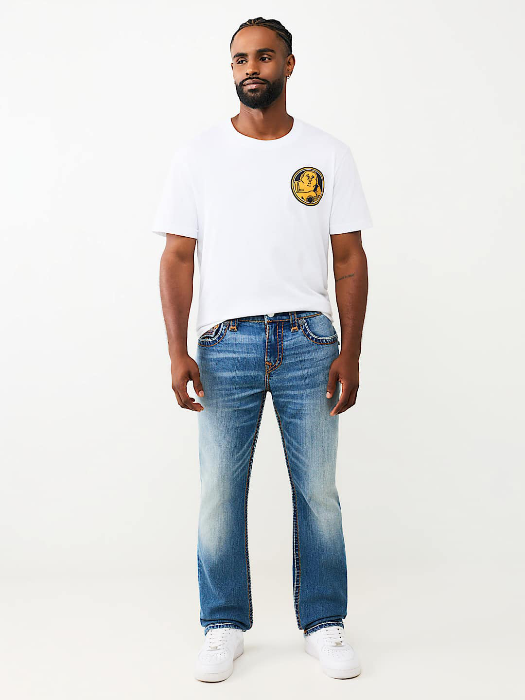 True Religion Blue Straight Fit Ricky Ropestitch Stretchable Jeans