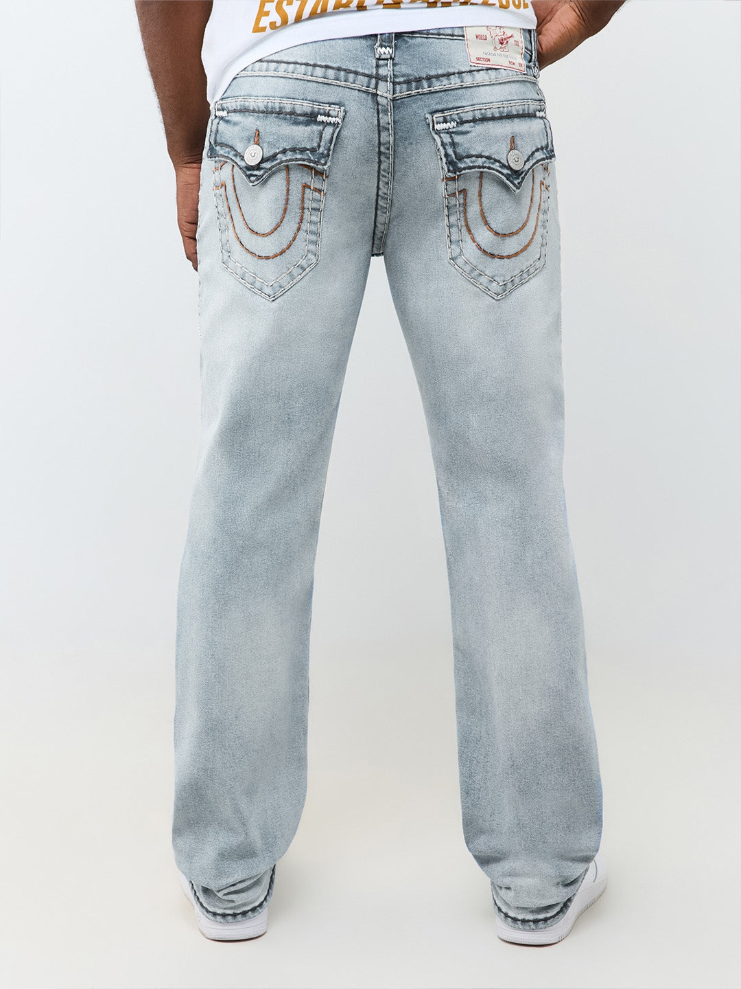 True Religion Men Ice Blue Ricky Super T Solid Straight Fit Jeans
