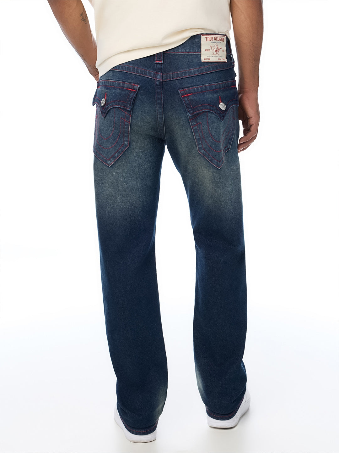 True Religion Men Navy Blue Ricky SN Graphic Straight Fit Jeans