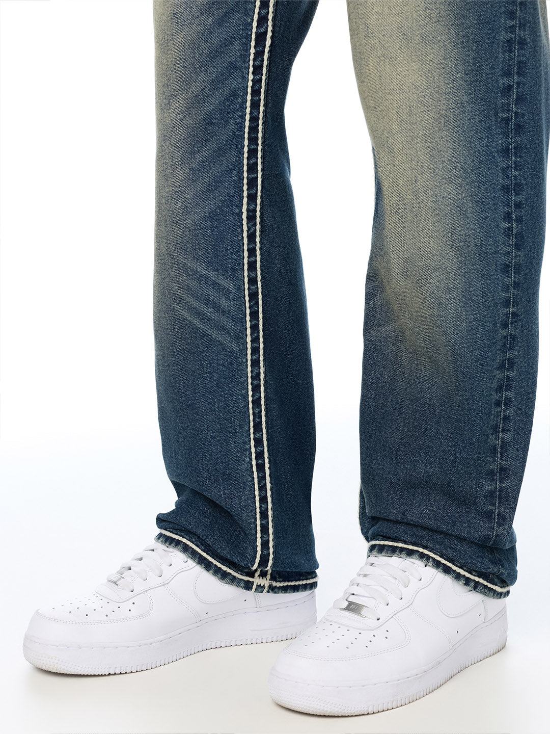 True Religion Men Blue Ricky Ropestitch Embroidered Straight Fit Jeans